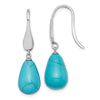 Curata 925 Sterling Silver Rhodium Plated 9.5x36mm Simulated Turquoise Teardrop Dangle Earrings