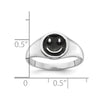 Curata 925 Sterling Silver Rhodium Plated Black Enamel Smiley Face Ring