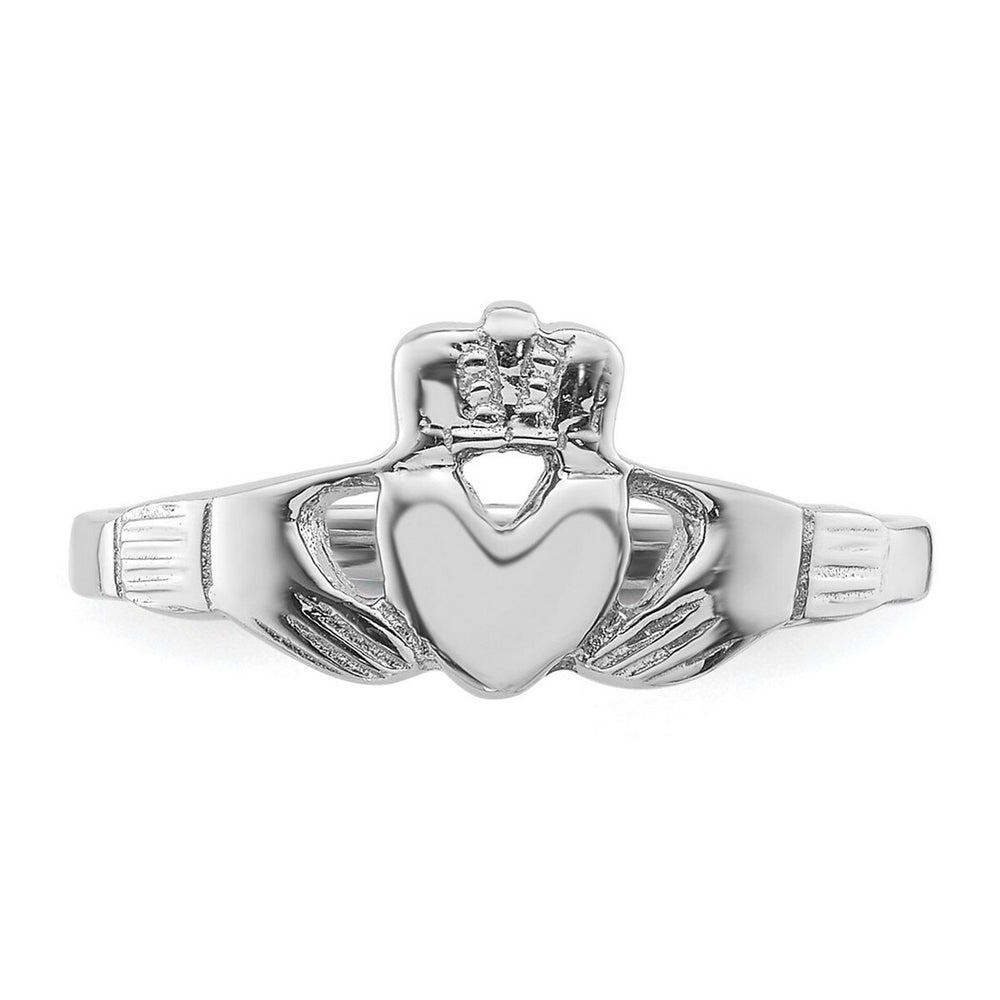 Curata 925 Sterling Silver Rhodium Plated Irish Claddagh Celtict Ring