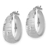 Curata 925 Sterling Silver Rhodium Plated Polished 18x19mm Diamond-Cut Tapered Round Hoop Earrings