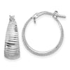 Curata 925 Sterling Silver Rhodium Plated Polished 18x19mm Diamond-Cut Tapered Round Hoop Earrings