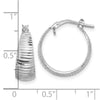 Curata 925 Sterling Silver Rhodium Plated Polished 18x19mm Diamond-Cut Tapered Round Hoop Earrings