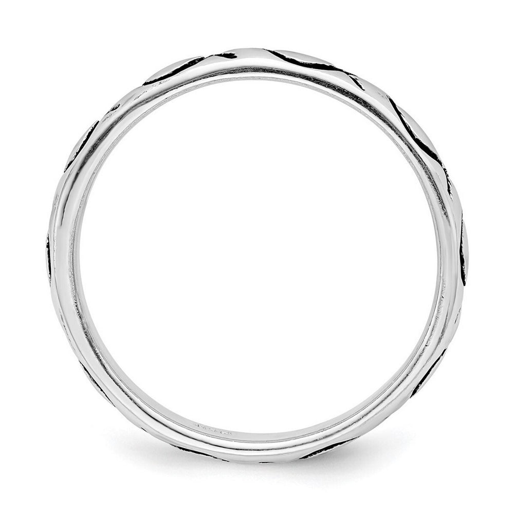 Curata 925 Sterling Silver Rhodium PlatedAntiqued Ichthus Fish Ring