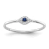 Curata 925 Sterling Silver Rhodium Small Blue and Clear Cubic Zirconia Evil Eye Ring