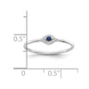 Curata 925 Sterling Silver Rhodium Small Blue and Clear Cubic Zirconia Evil Eye Ring