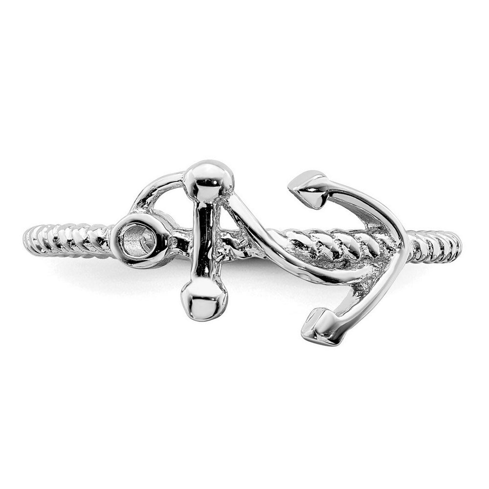 Curata 925 Sterling Silver Rope Motif Nautical Anchor Ring