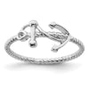 Curata 925 Sterling Silver Rope Motif Nautical Anchor Ring