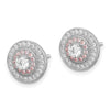 Curata 925 Sterling Silver Rose Gold Plated 12mm Micropave Cubic Zirconia Post Earrings