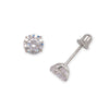 Curata 925 Sterling Silver Round Cubic Zirconia Stud Screw Back Earrings - 3mm 4mm 5mm 6mm 7mm