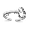 Curata 925 Sterling Silver Sideways Key Adjustable Toe Ring for Women