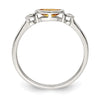 Curata 925 Sterling Silver Sideways Marquise Citrine and White Topaz Ring