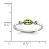 Curata 925 Sterling Silver Sideways Marquise Peridot and White Topaz Ring