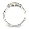 Curata 925 Sterling Silver Sideways Marquise Peridot and White Topaz Ring