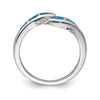 Curata 925 Sterling Silver Simulated Blue Simulated Opal Dolphin Ring