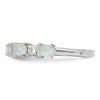 Curata 925 Sterling Silver Simulated Opal and Cubic Zirconia Wedding Band Ring