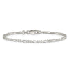 Curata 925 Sterling Silver Solid 2.25mm Figaro Chain Bracelet Options: 7" 8"