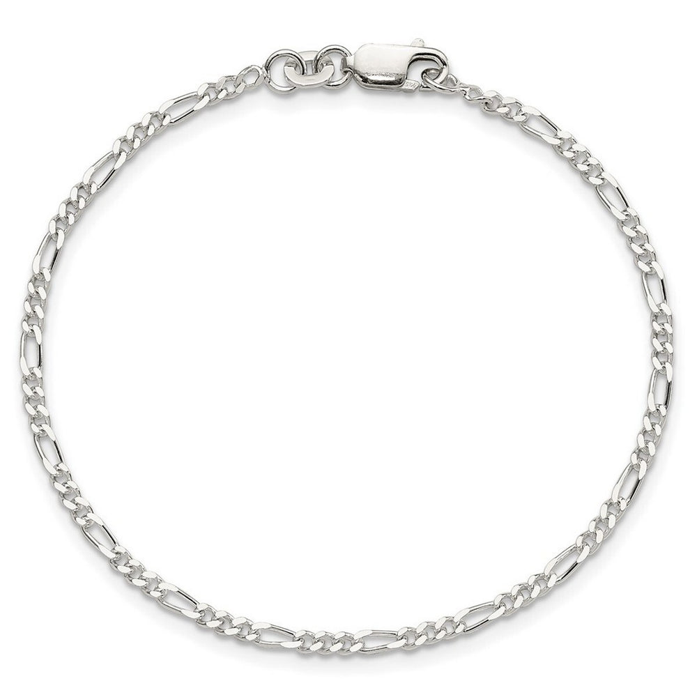 Curata 925 Sterling Silver Solid 2.25mm Figaro Chain Bracelet Options: 7" 8"