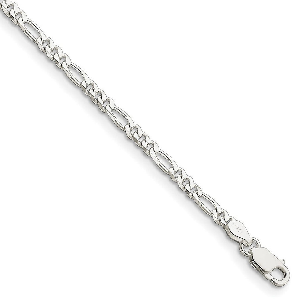 Curata 925 Sterling Silver Solid 3mm Figaro Chain Bracelet Options: 7" 8"