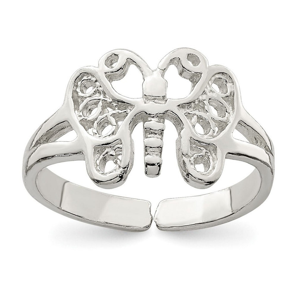 Curata 925 Sterling Silver Solid Filigree Butterly Adjustable Toe Ring