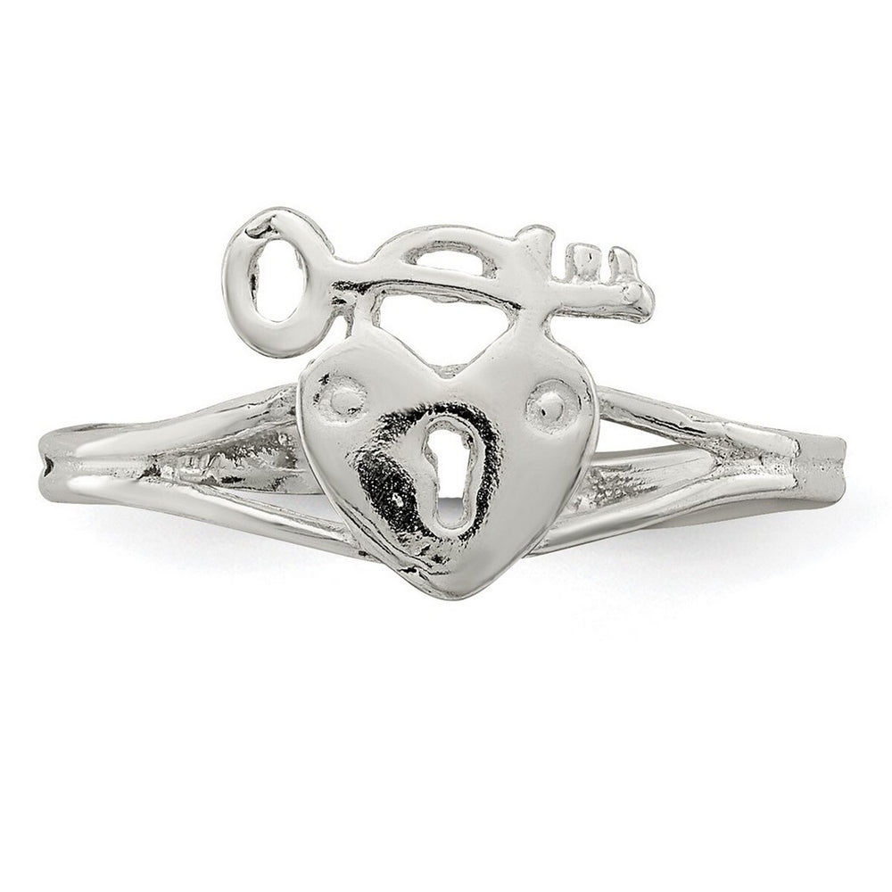 Curata 925 Sterling Silver Solid Lock and Key Adjustable Toe Ring