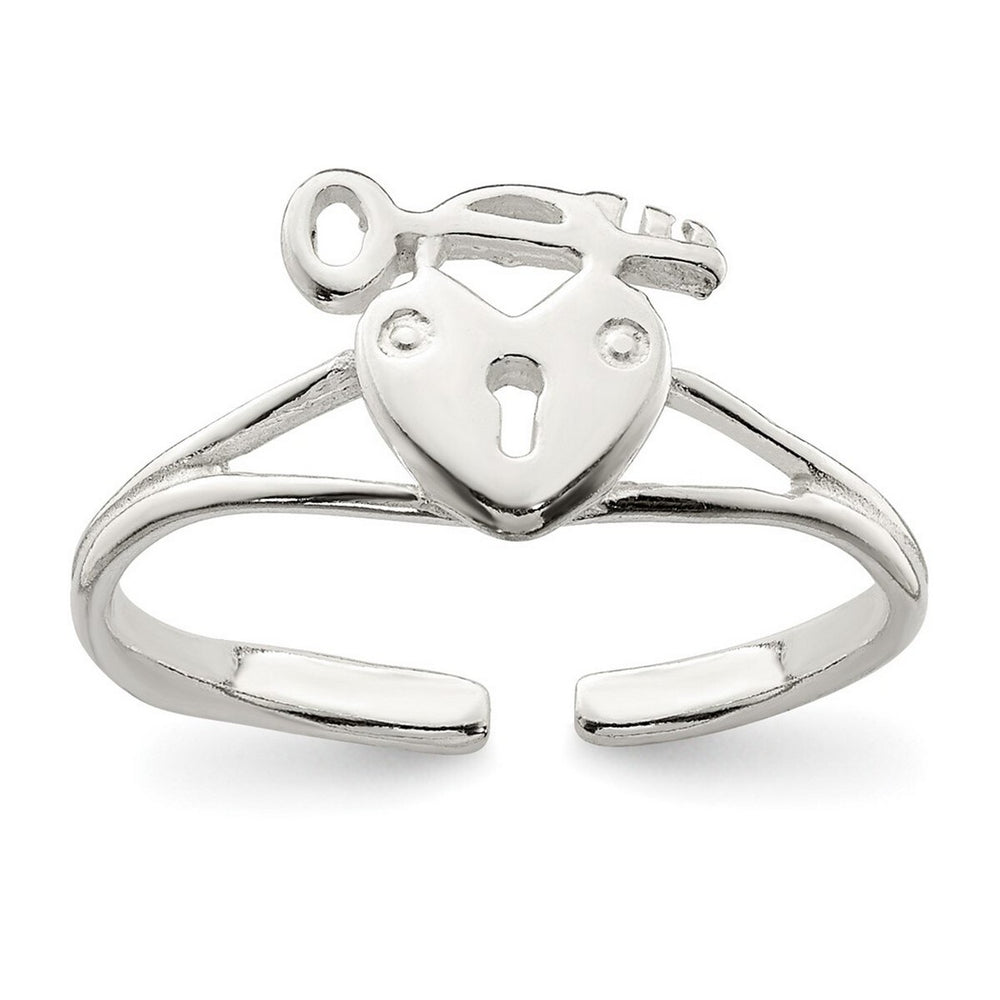 Curata 925 Sterling Silver Solid Lock and Key Adjustable Toe Ring