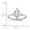 Curata 925 Sterling Silver Solitaire 8X4mm Marquise Cubic Zirconia Ring