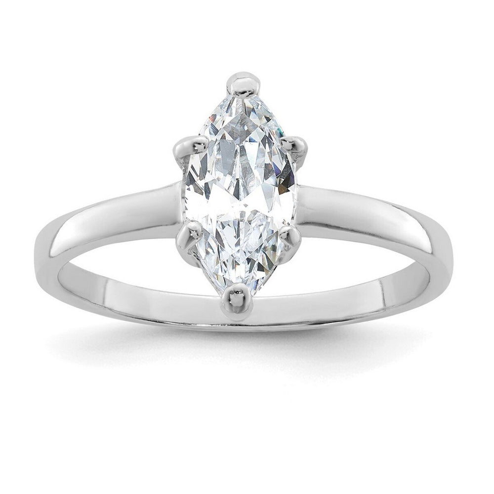 Curata 925 Sterling Silver Solitaire 8X4mm Marquise Cubic Zirconia Ring