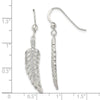 Curata 925 Sterling Silver Textured 7.8x39.6mm Cubic Zirconia Feather Hook Earrings