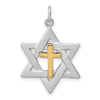 Curata 925 Sterling Silver Two-tone 18" 28mm Messianic Cross Star of David Pendant Necklace