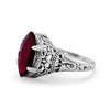 Curata 925 Sterling Silver Vintage Style Antique Marquise Garnet Ring