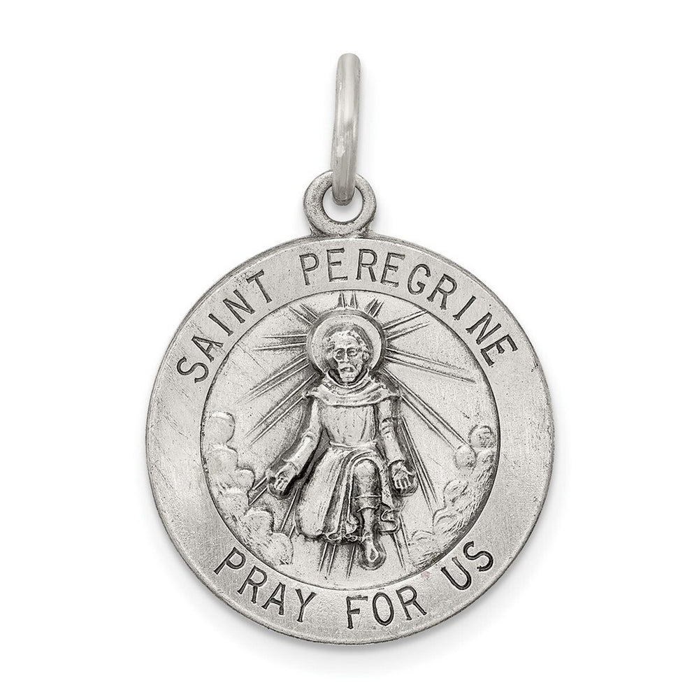 Curata 925 Sterling Silver18" 28x20mm St. Peregrine Medal Charm Pendant Necklace