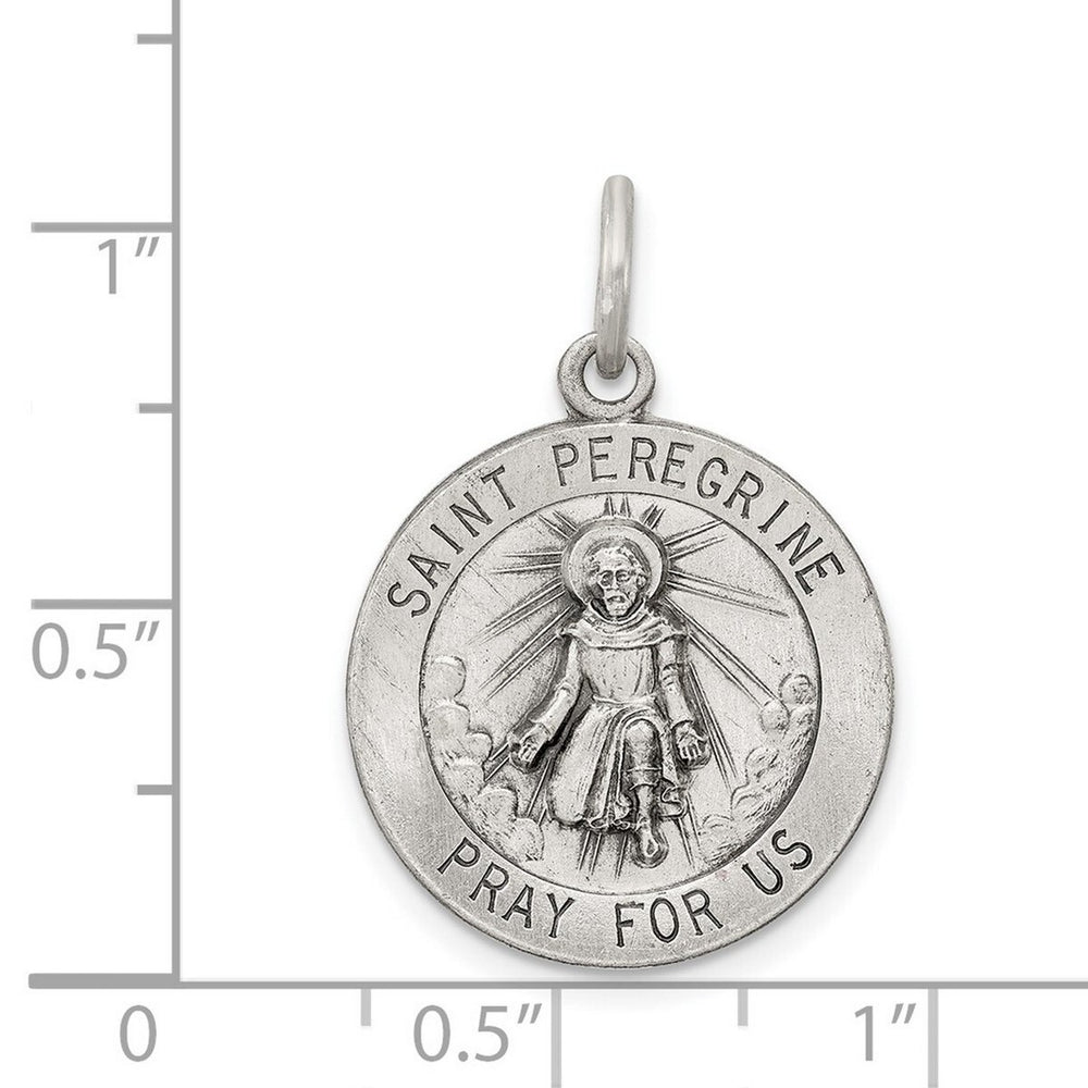 Curata 925 Sterling Silver18" 28x20mm St. Peregrine Medal Charm Pendant Necklace