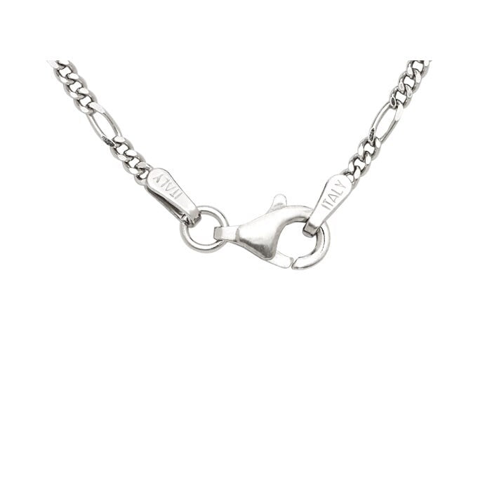 Curata Italian Rhodium-Plated Sterling Silver 1mm Light Figaro Chain - White