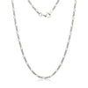 Curata Italian Rhodium-Plated Sterling Silver 1mm Light Figaro Chain - White