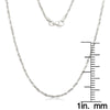 Curata Italian Rhodium Sterling Silver 1mm Margarita Chain Necklace - White