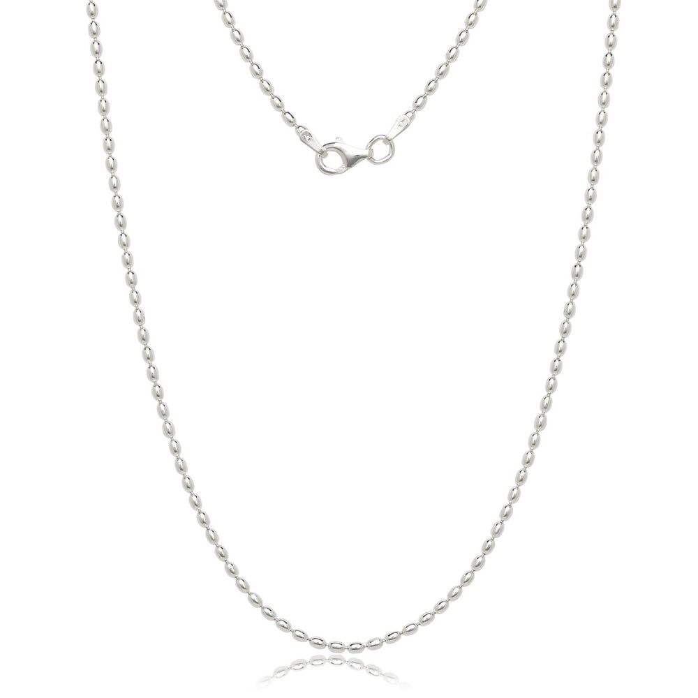 Curata Italian Sterling Silver 1.8mm Oval Bead Chain (16"-20") - White