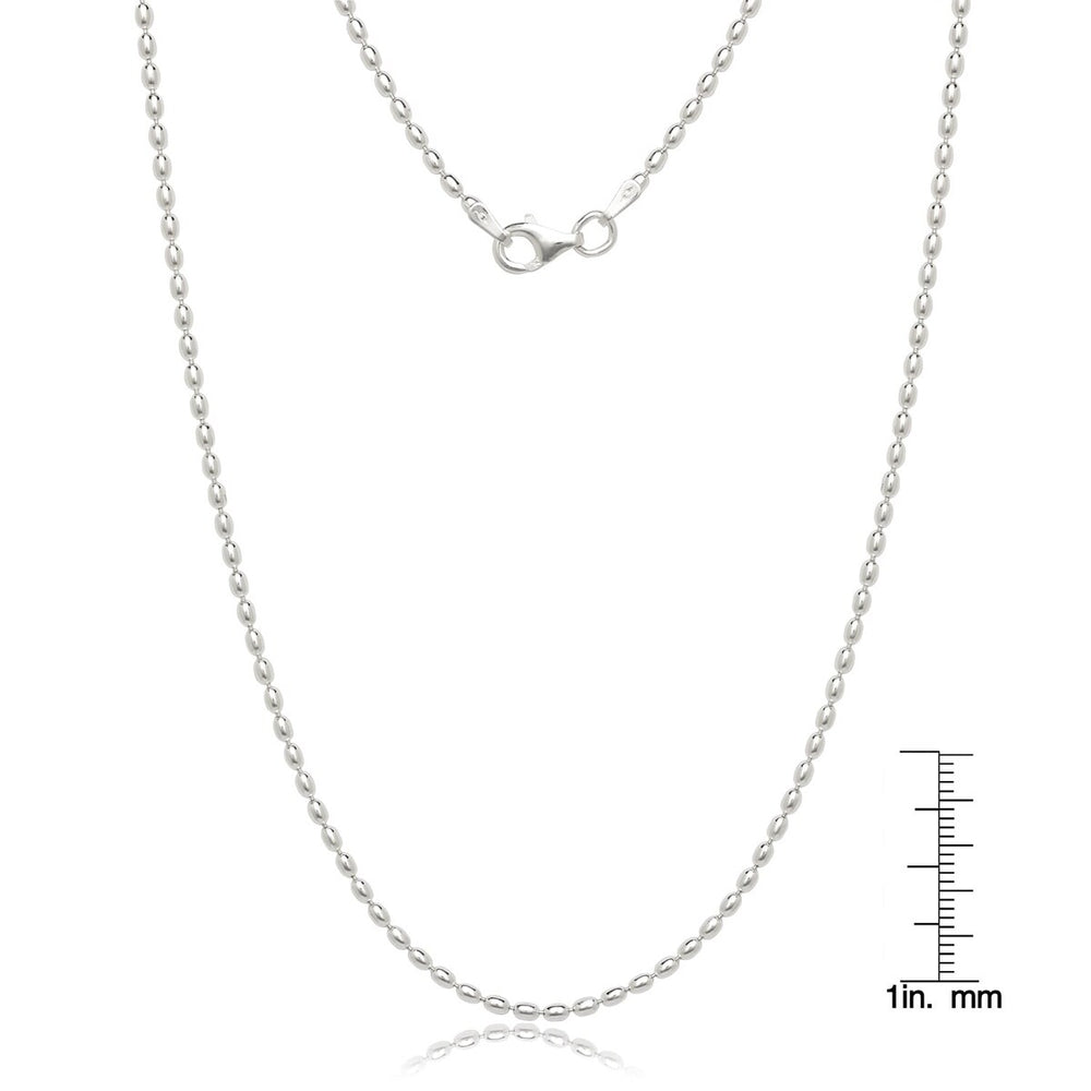 Curata Italian Sterling Silver 1.8mm Oval Bead Chain (16"-20") - White