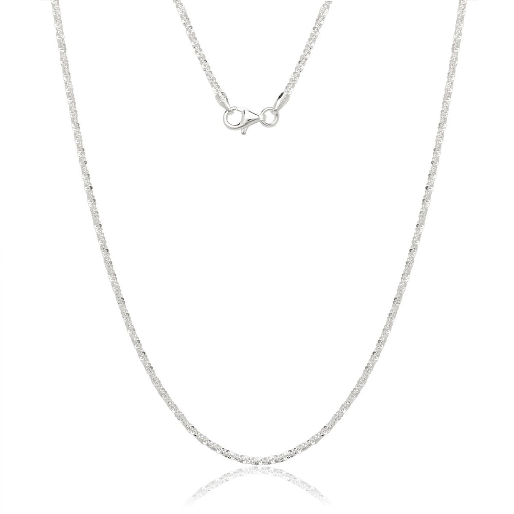 Curata Italian Sterling Silver Margarita Chain Necklace - White