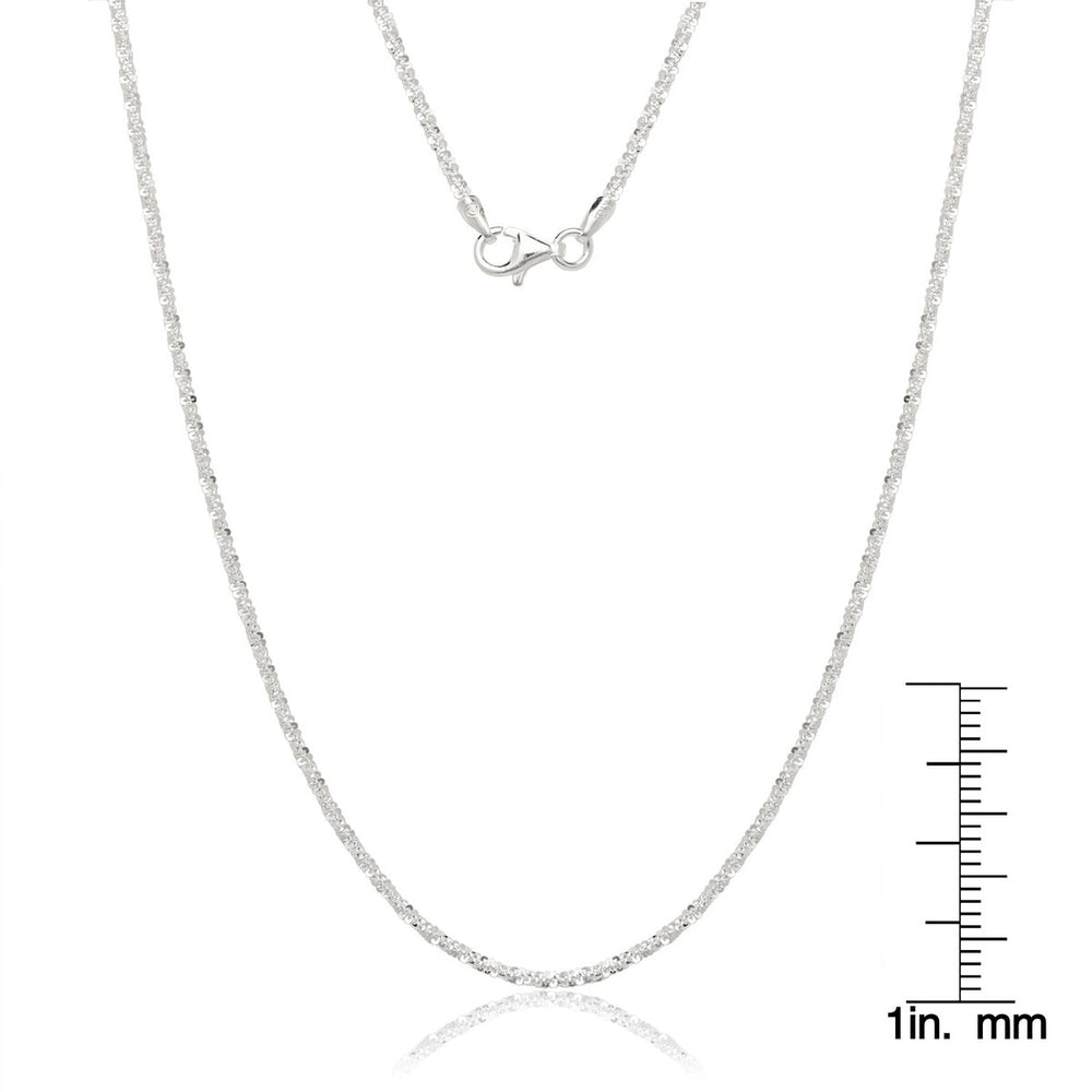 Curata Italian Sterling Silver Margarita Chain Necklace - White