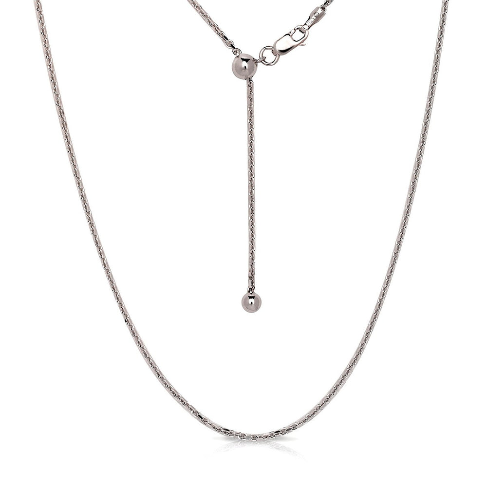 Curata Italian Sterling Silver Rhodium 22 Inch Adjustable 1.2mm Round Anchor Chain Necklace