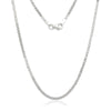 Curata Italian Sterling Silver Rhodium 2mm Bismark Chain Necklace - White