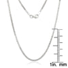 Curata Italian Sterling Silver Rhodium 2mm Bismark Chain Necklace - White