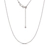 Curata Italian Sterling Silver Rhodium Plated 22 Inch Adjustable 0.9mm Box Chain Necklace