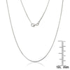 Curata Italian Sterling Silver Rhodium-plated 1.0 mm Snake Chain (16-30 inch) - White