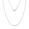 Curata Italian Sterling Silver Rhodium-plated 1.0 mm Snake Chain (16-30 inch) - White