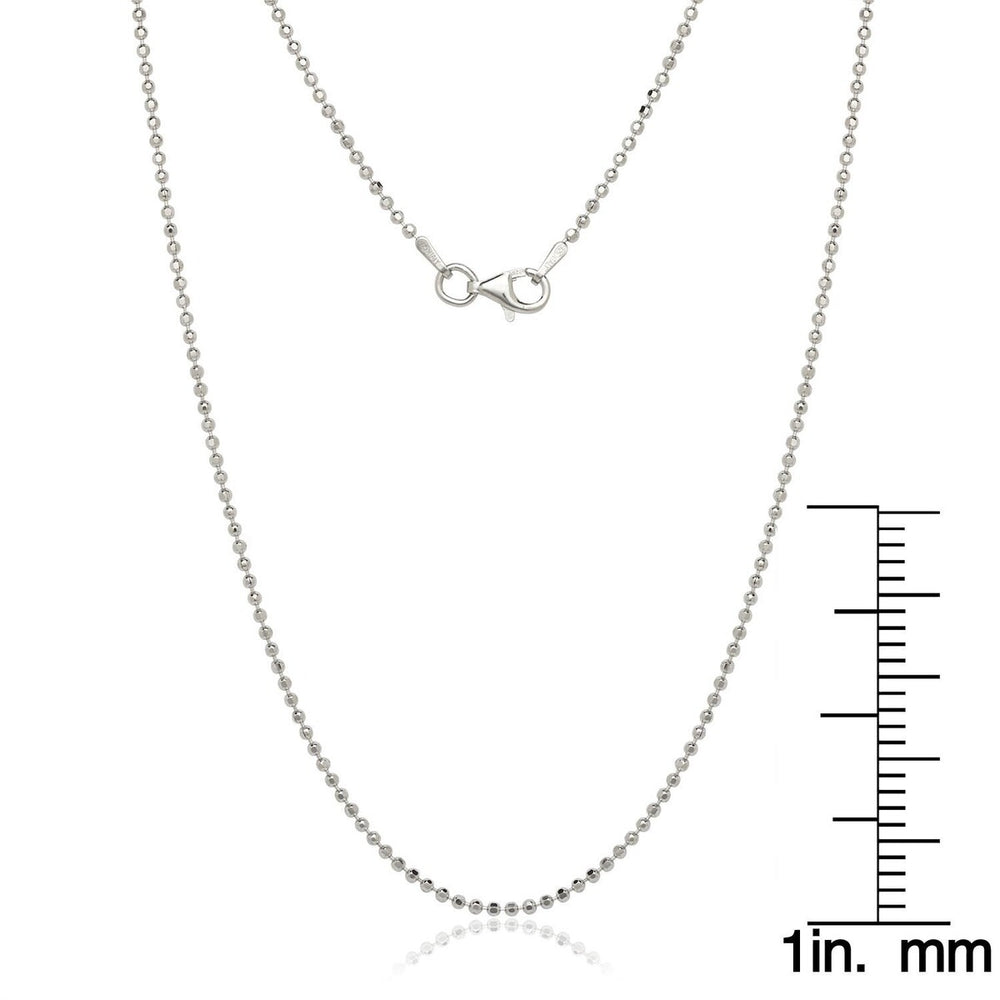 Curata Italian Sterling Silver Rhodium-plated 1.0mm Bead Chain (16-20") - White