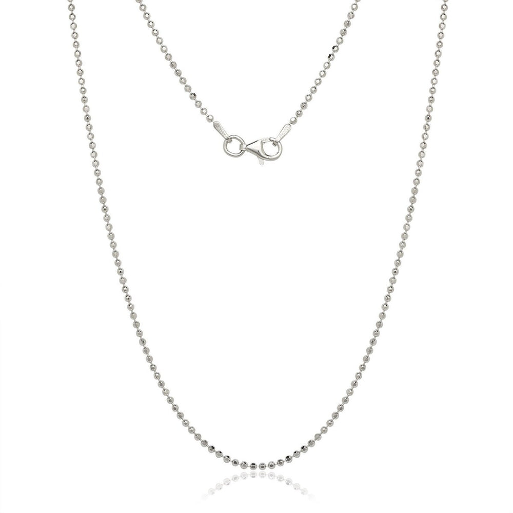 Curata Italian Sterling Silver Rhodium-plated 1.0mm Bead Chain (16-20") - White