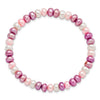 Curata Multi-Colored Cultured 6-7mm Pearl White Lavender Rose Stretch Bracelet