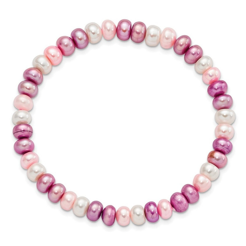 Curata Multi-Colored Cultured 6-7mm Pearl White Lavender Rose Stretch Bracelet