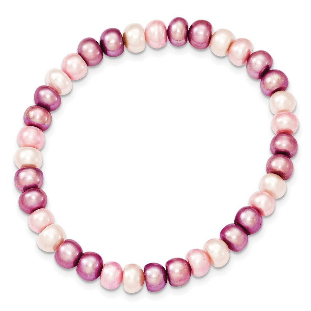 Curata Multi-Colored Cultured 6-7mm Pearl White Lavender Rose Stretch Bracelet